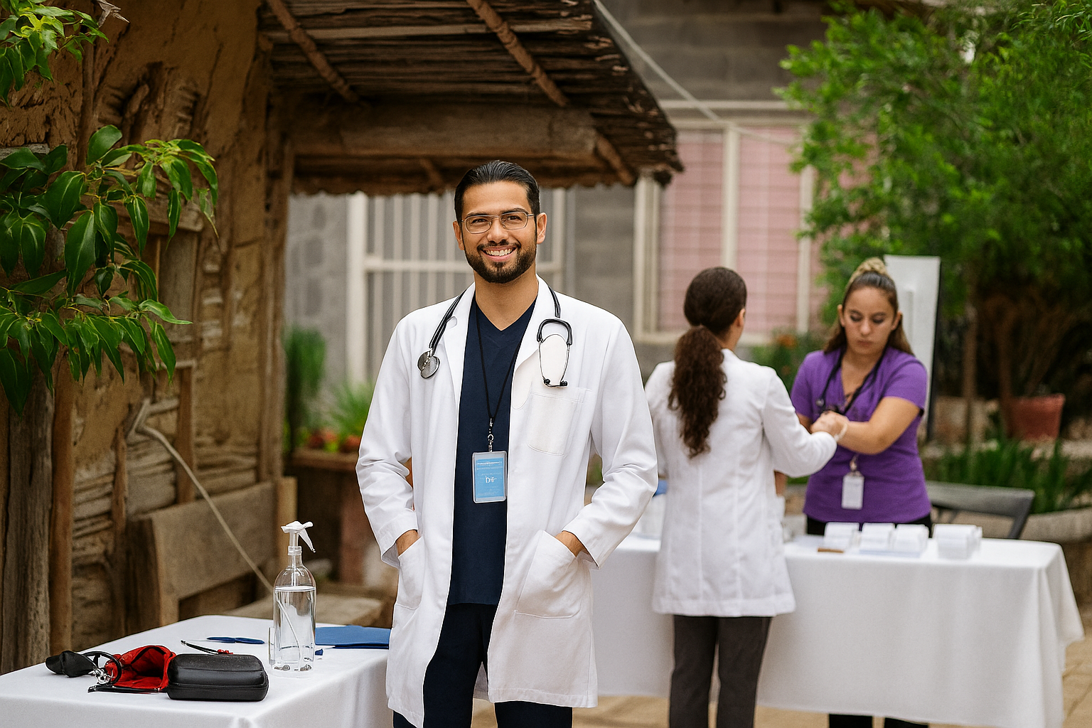 Smiling healthcare worker at a regional medical event, showcasing aged care jobs in regional Australia