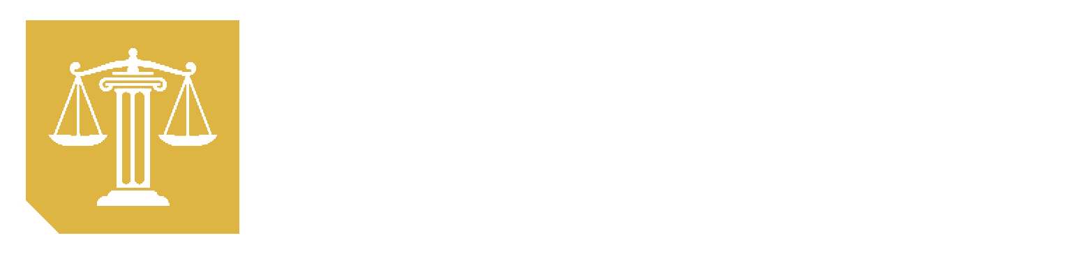 Scales of justice icon on a gold square.