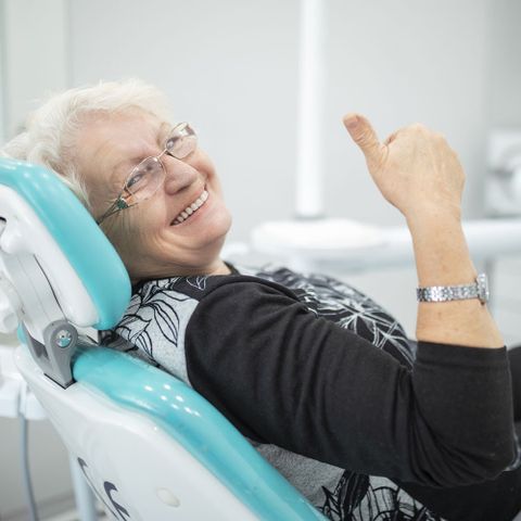 Happy Old Woman Giving a Thumbs Up — Hickory, NC — McDonald Family Dentistry