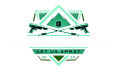 A mint green logo featuring two crossed spray guns above the text "LET US SPRAY" and "20 24" on a white background.