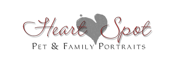 the logo for heart spot pet and family portraits, north Georgia / Metro Atlanta premier pet photography studio for dogs, cats, horses, birds, reptiles, children, teens, adults, and families