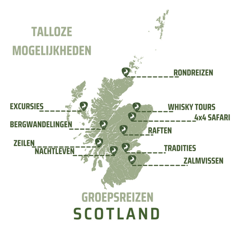 Schotland kaart lustrumreis groepsreis bedrijfsreis