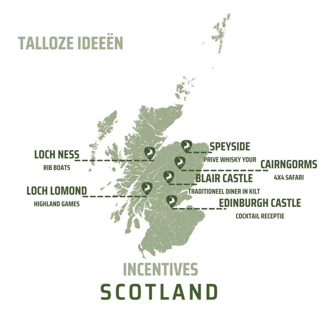 Schotland kaart incentives bedrijfsuitjes