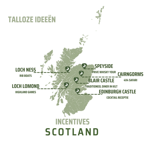 Schotland kaart incentives bedrijfsuitjes