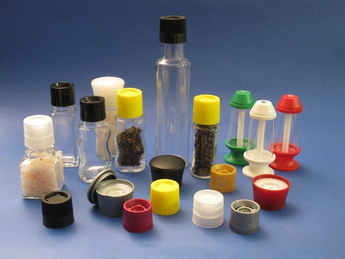 a variety of containers for spices