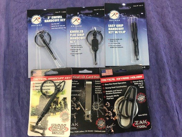 Different types of tactical cuff keys