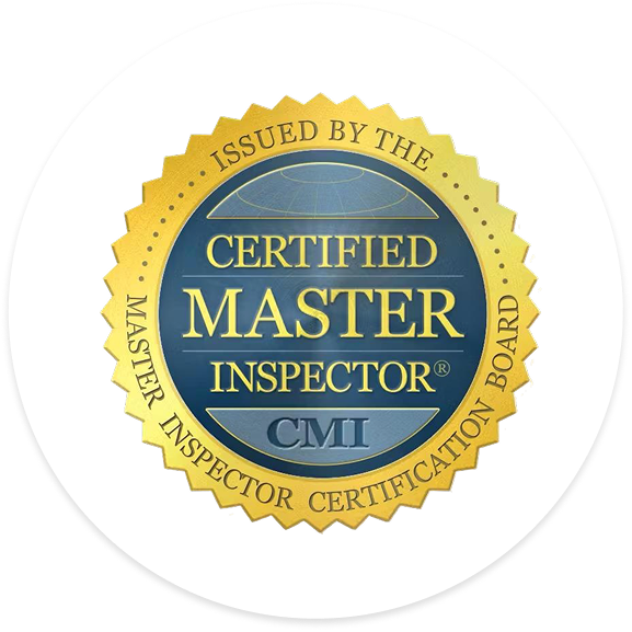 Certified Master Inspector seal: gold, blue, and white circular logo.