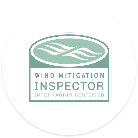 Wind Mitigation Inspector certification badge with waves.
