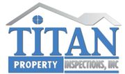Titan Property Inspections, Inc. logo with blue text, a house silhouette, and gray and white elements.