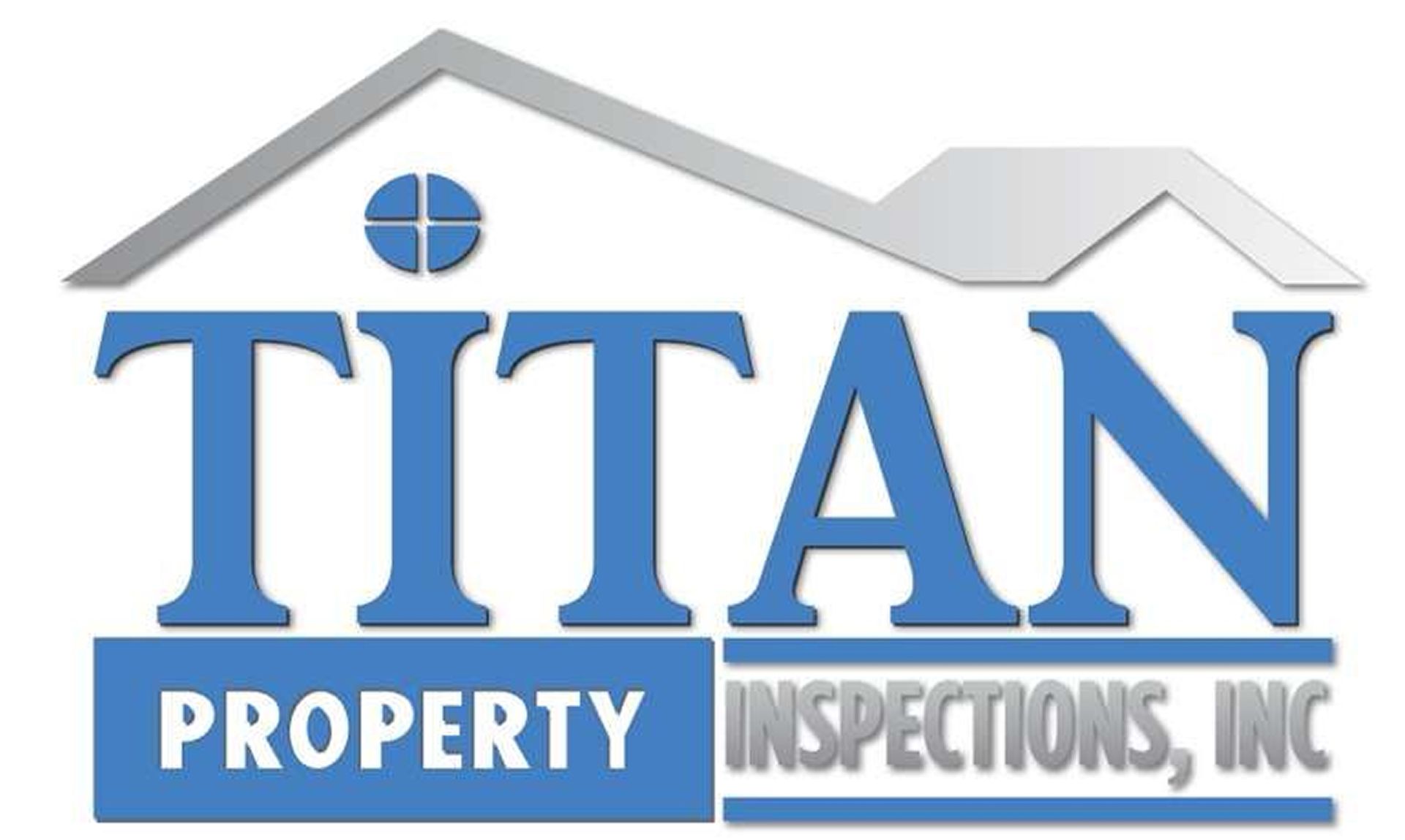 Titan Property Inspections, Inc. logo with blue text, a house silhouette, and gray and white elements.