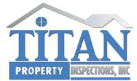 Titan Property Inspections, Inc. logo with blue text, a house silhouette, and gray and white elements.