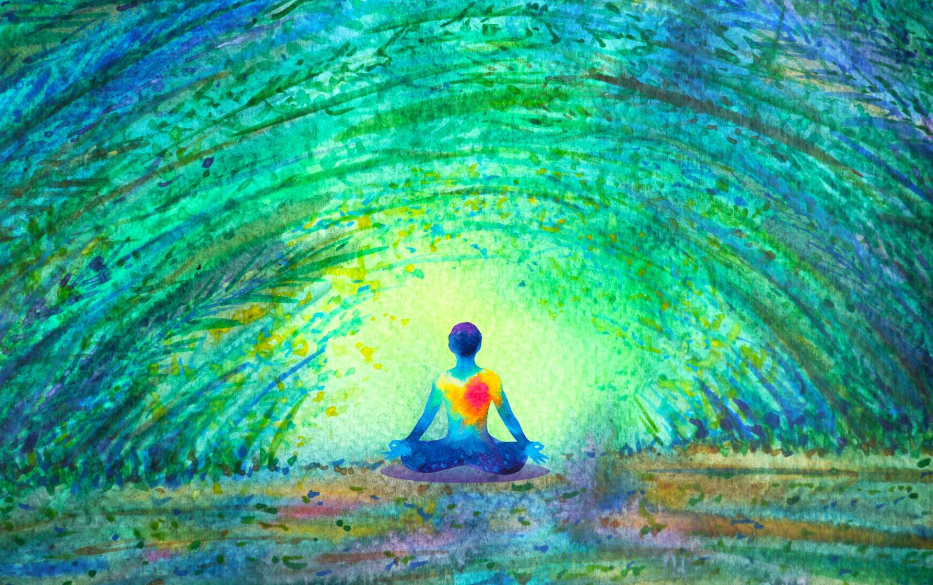 watercolor painting/illustration of human in yoga pose