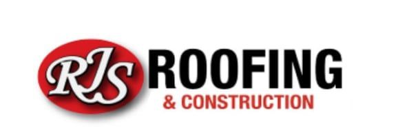 Logo for RJS Roofing & Construction: red oval with white letters "RJS," black "ROOFING," and red "& CONSTRUCTION".