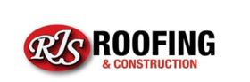 Logo for RJS Roofing & Construction: red oval with white letters "RJS," black "ROOFING," and red "& CONSTRUCTION".