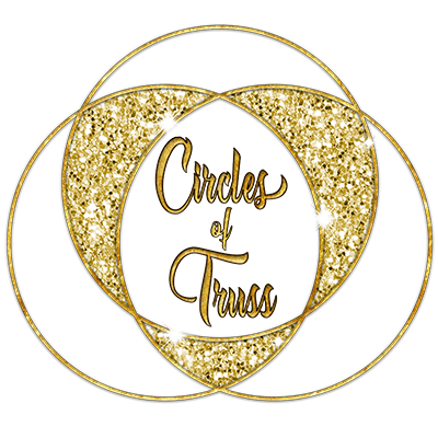 A logo for circles of truss with a white background