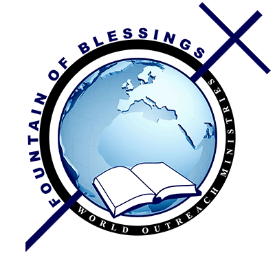 A logo for the fountain of blessings world outreach ministries