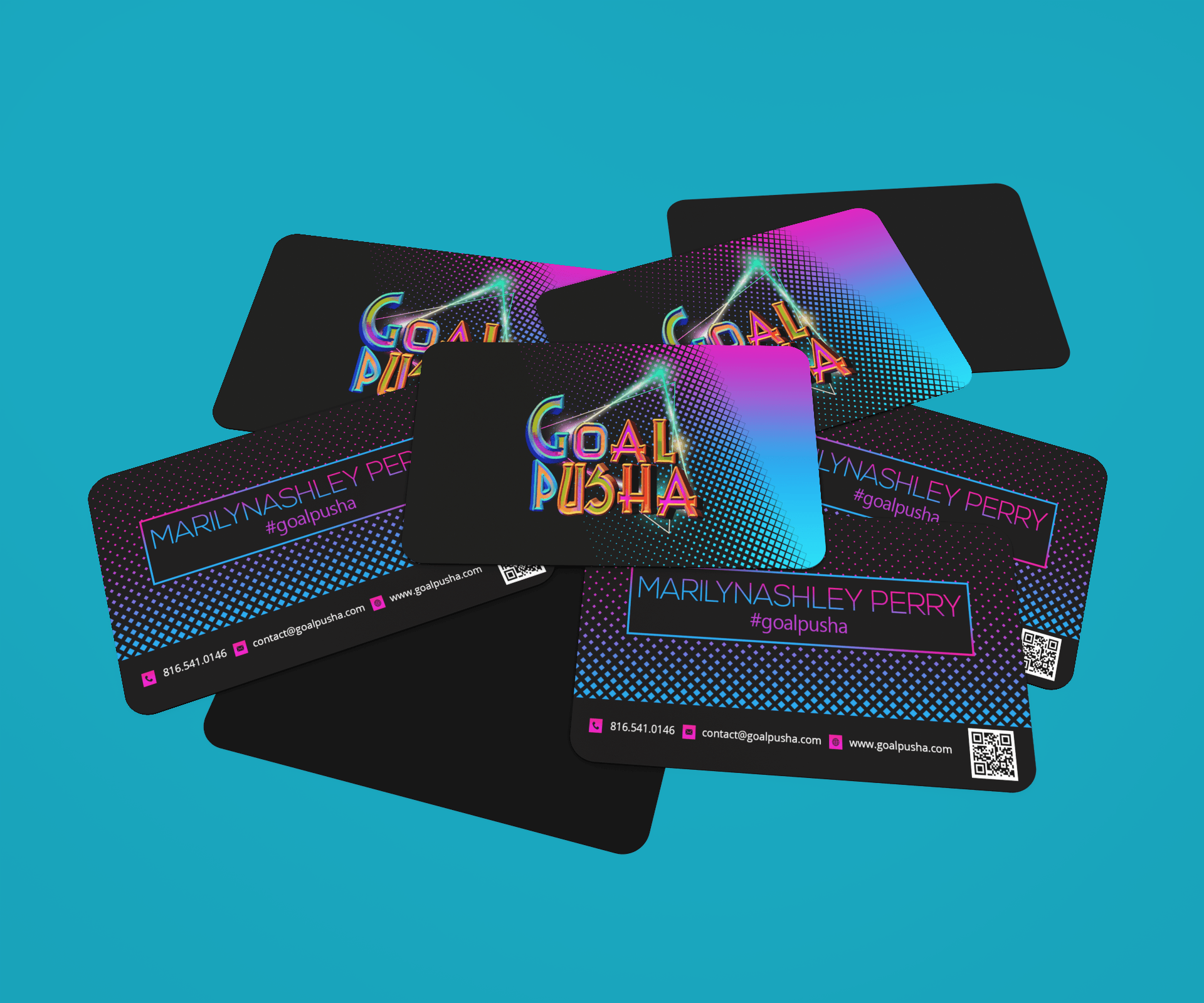 A bunch of business cards are stacked on top of each other