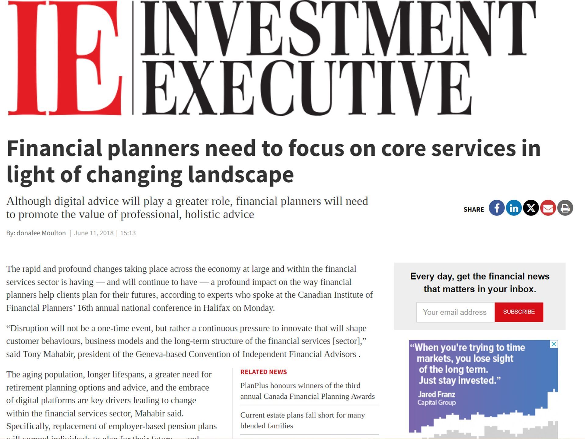 Financial planners need to focus on core services in light of changing landscape