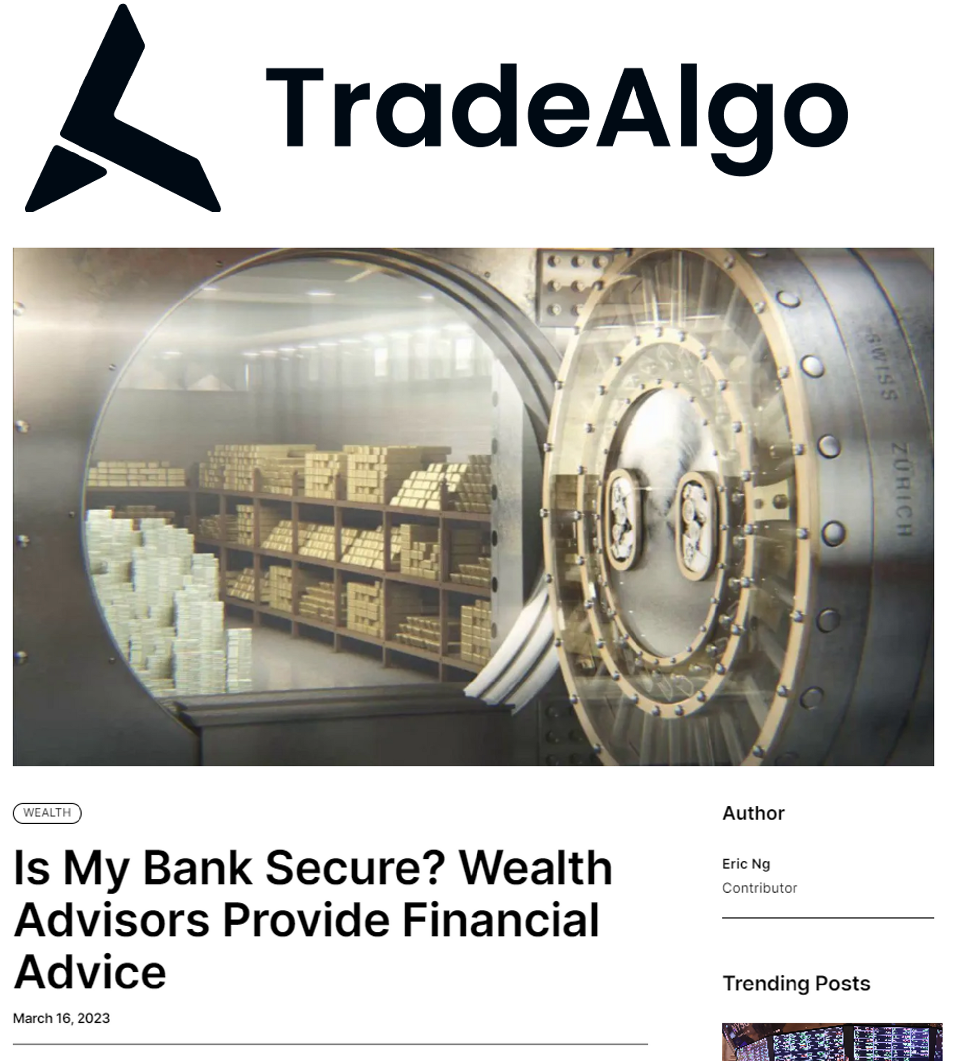 Is my bank secure ? wealth advisors provide financial advice