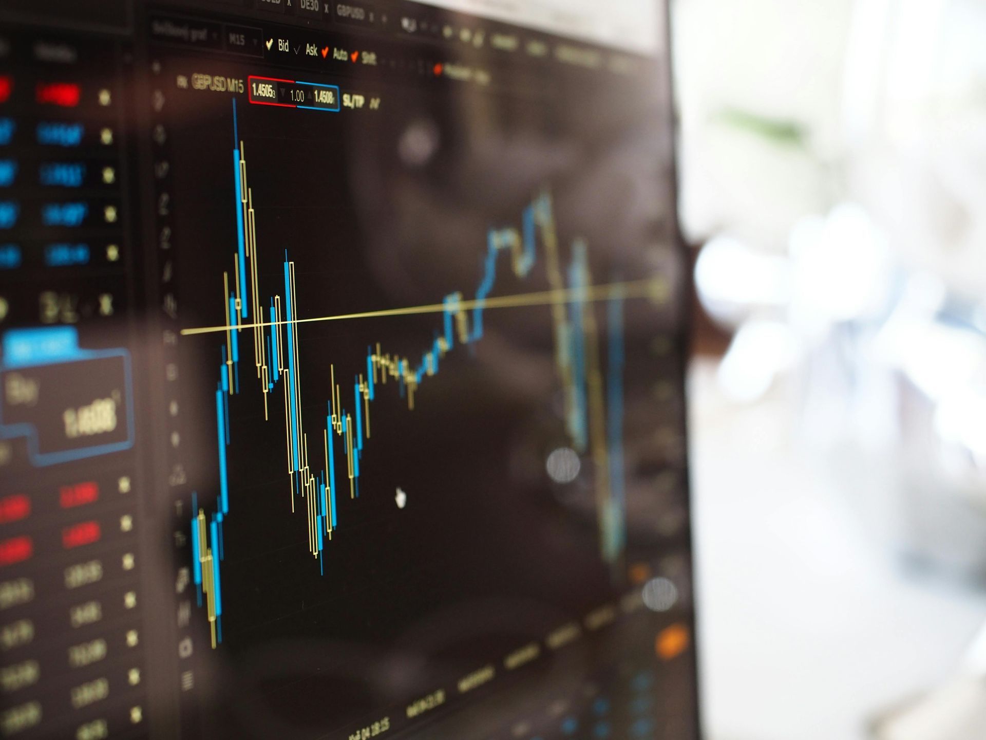 Economic graph displayed on a monitor