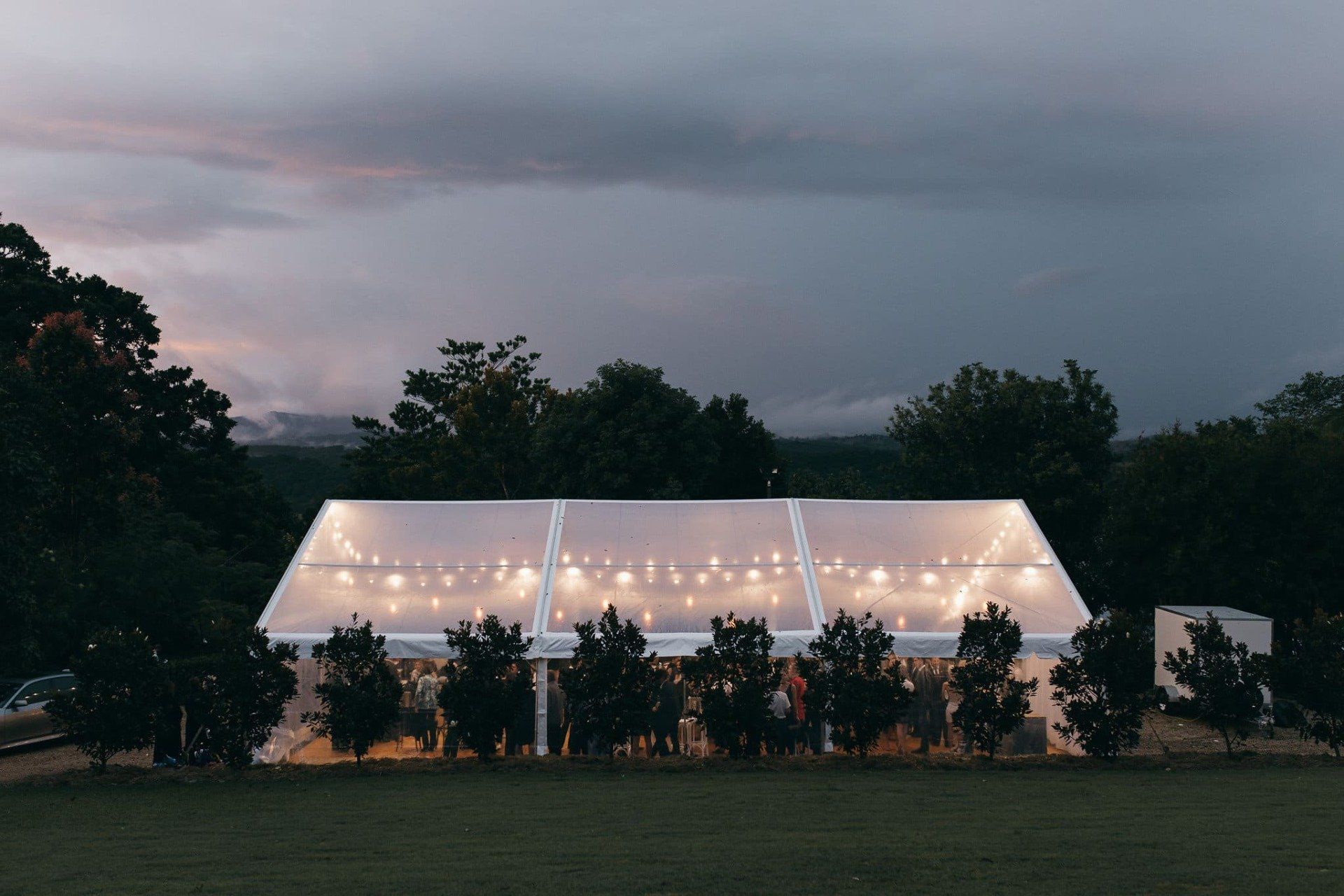 Clear Marquee With Pendant Lights — Wedding & Event Hire In Goonellabah, NSW