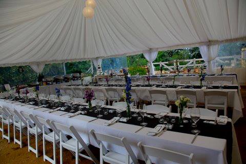 Long Table With Black Linen On The Center Wedding Setup — Wedding & Event Hire In Goonellabah, NSW