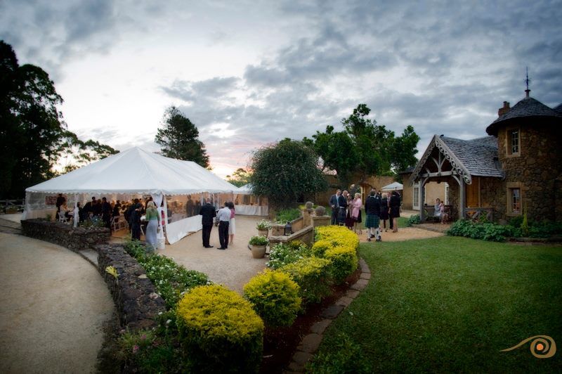 White Marquee And People Gathering In Front Of A House — Wedding & Event Hire In Goonellabah, NSW