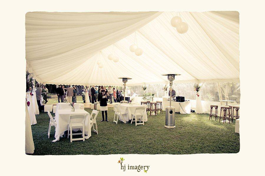 People Gathering Inside A White Marquee — Wedding & Event Hire In Goonellabah, NSW