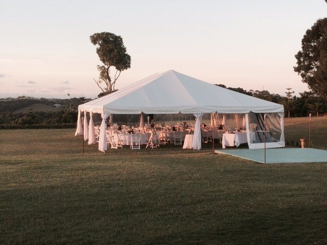 White Marquee With Tables And Chairs — Wedding & Event Hire In Goonellabah, NSW
