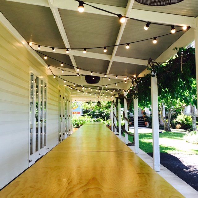 50m Festoon over Banquet Tables on Verandah — Wedding & Event Hire In Goonellabah, NSW
