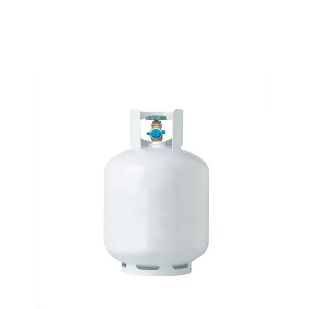A White Gas Cylinder With A Blue Valve On A White Background — Wedding & Event Hire In Goonellabah, NSW