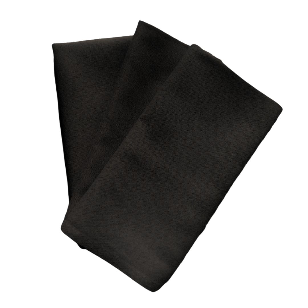 Three Black Napkins Are Stacked On Top Of Each Other On A White Background — Wedding & Event Hire In Goonellabah, NSW