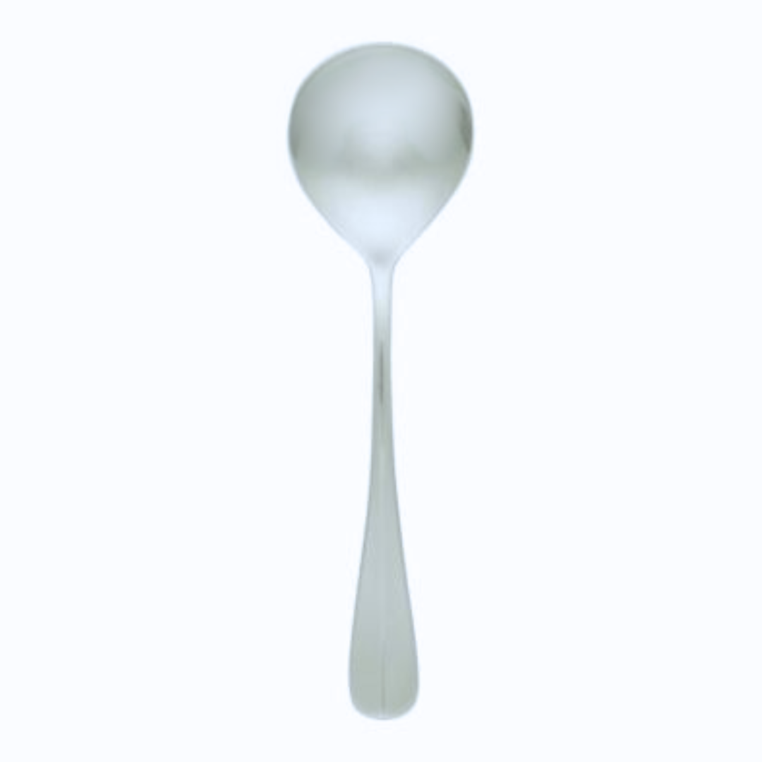 A Stainless Steel Spoon With A Long Handle On A White Background — Wedding & Event Hire In Goonellabah, NSW