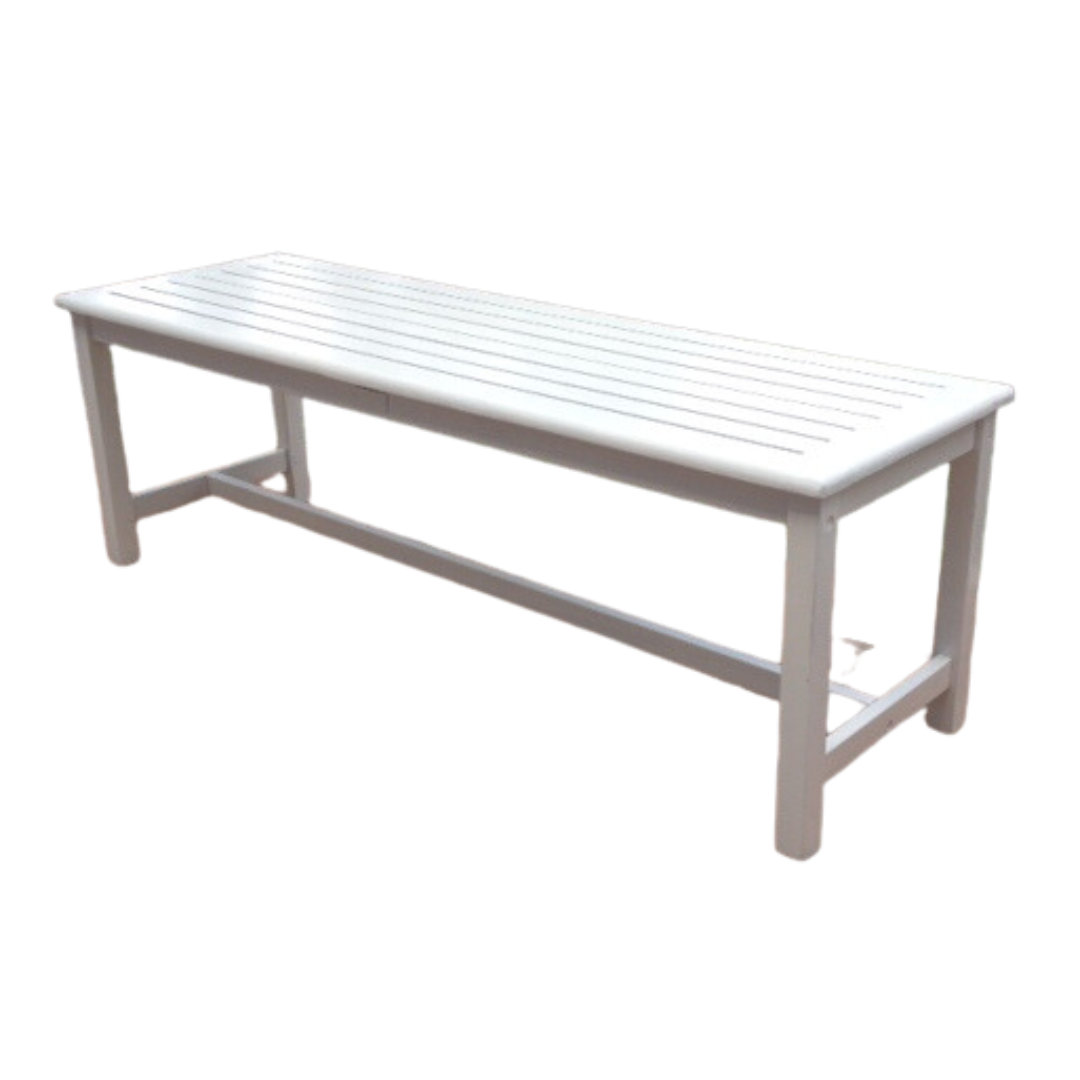 White Timber Bench Seat — Wedding & Event Hire In Goonellabah, NSW