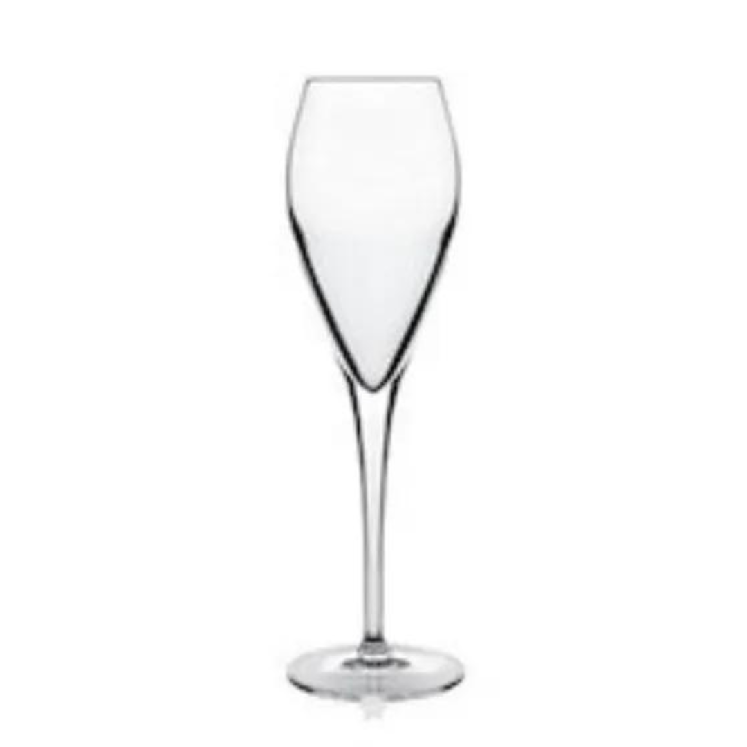 An Empty Champagne Glass Is Sitting On A White Surface — Wedding & Event Hire In Goonellabah, NSW