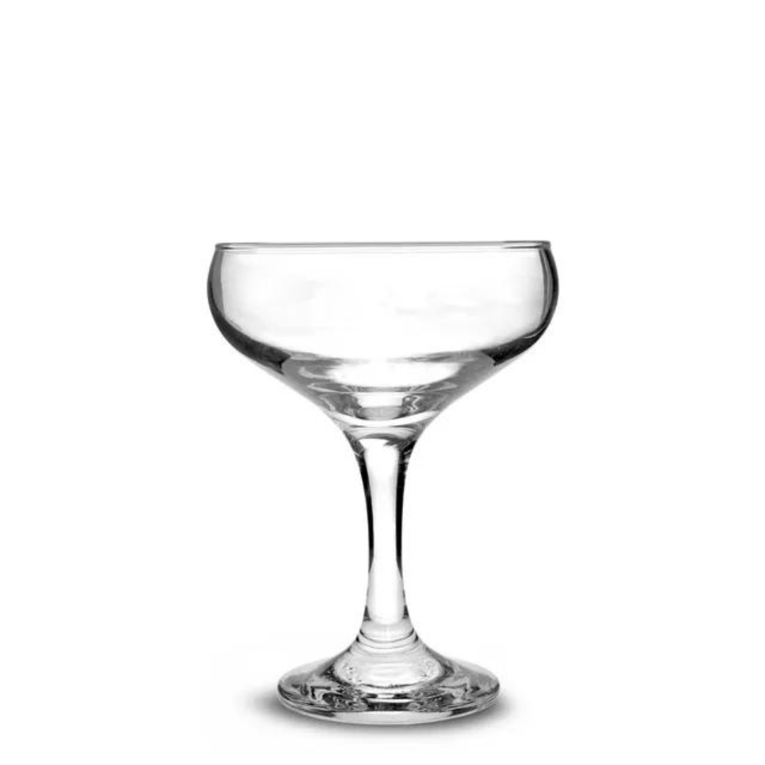 An Empty Champagne Glass On A White Background — Wedding & Event Hire In Goonellabah, NSW