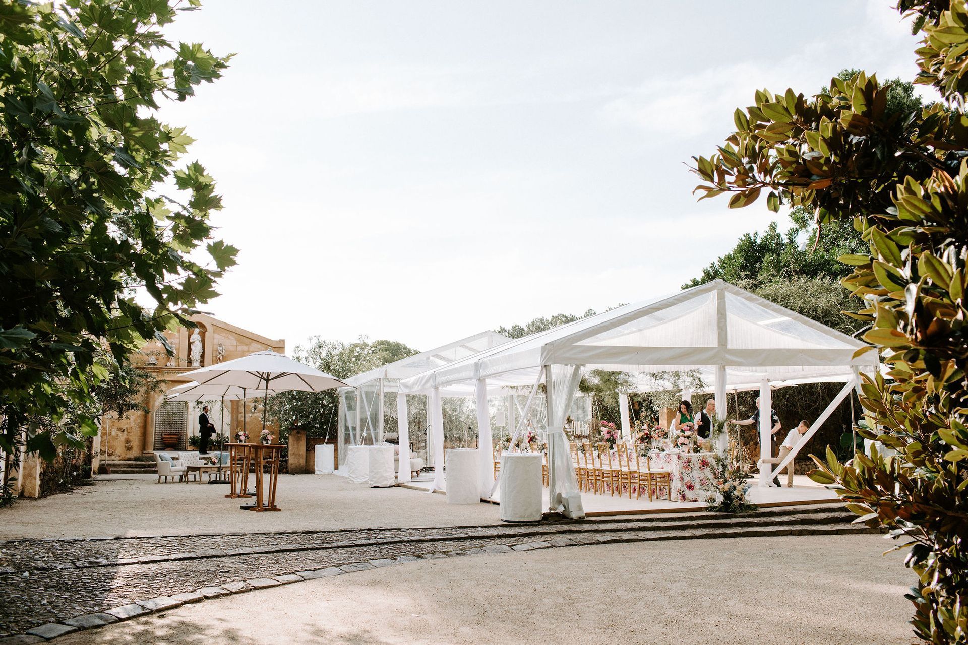 A Large White Tent Is Sitting In The Middle Of A Field Surrounded By Trees — Wedding & Event Hire In Bangalow, NSW