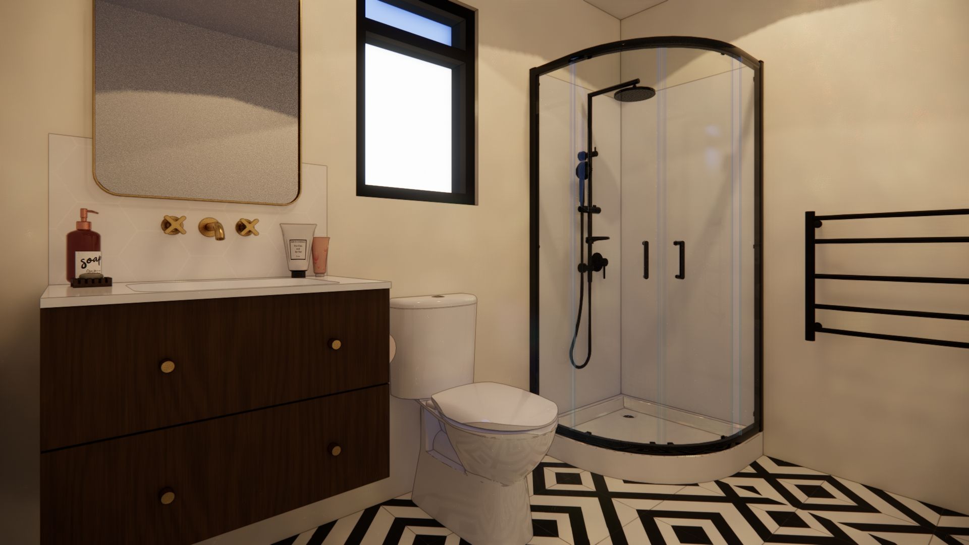 affordable midcentruy modern bathroom