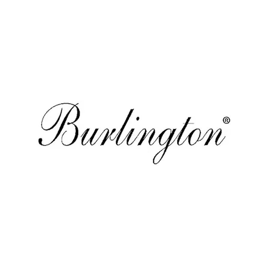 A black and white logo for burlington on a white background.
