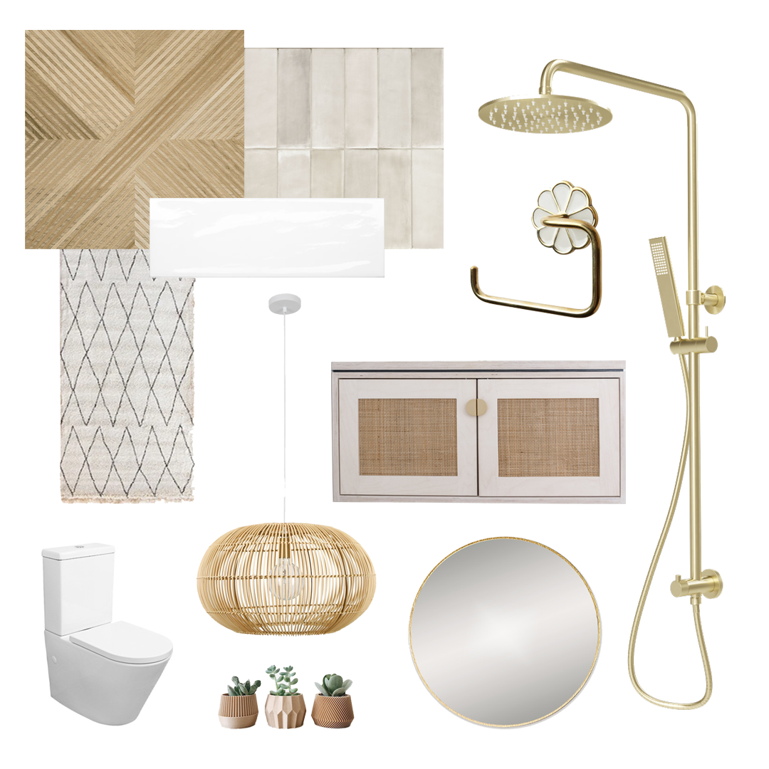 A bathroom with a toilet a sink a mirror and a shower head