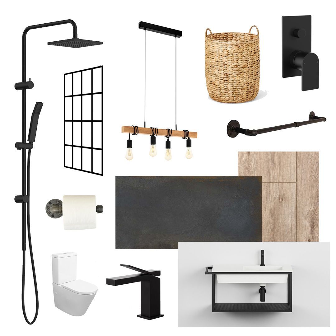 A bathroom with a shower , sink , toilet , and other items.