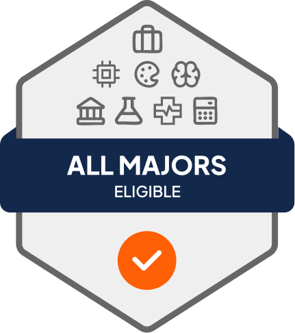 Badge with All Majors Eligible text 