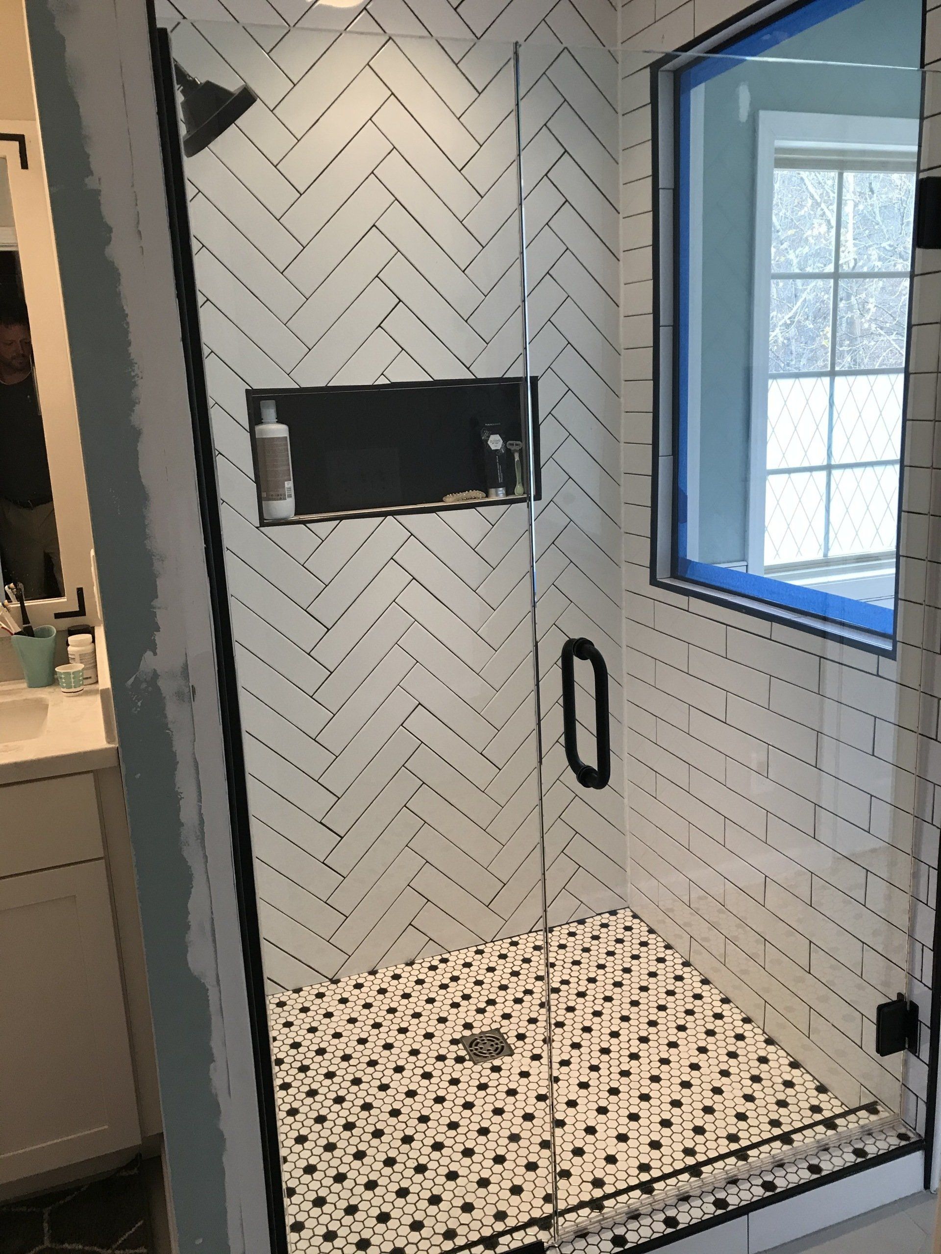 Shower Enclosure With White Flooring Tiles — Knoxville, TN — Glass Pros Knoxville