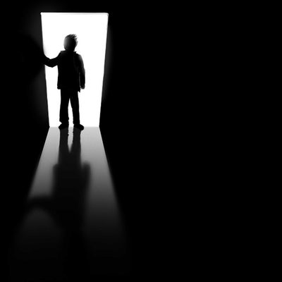 Man leaving a dark room
