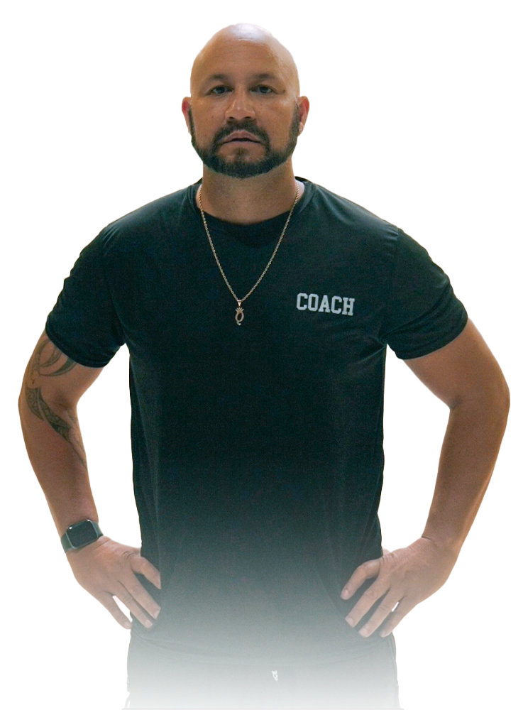 Quintin Wakefield  with a beard is wearing a black coach shirt