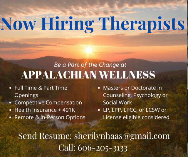 an advertisement for a therapist in appalachian wellness