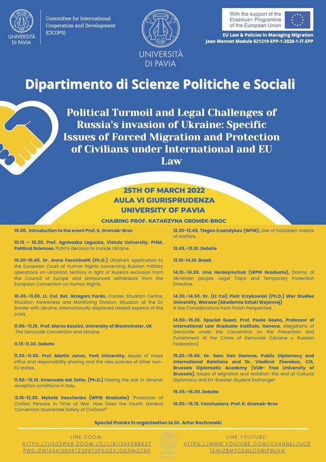 Master in cooperation and development - Internazionale UNIPV