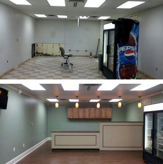 A before and after photo of a pepsi cooler