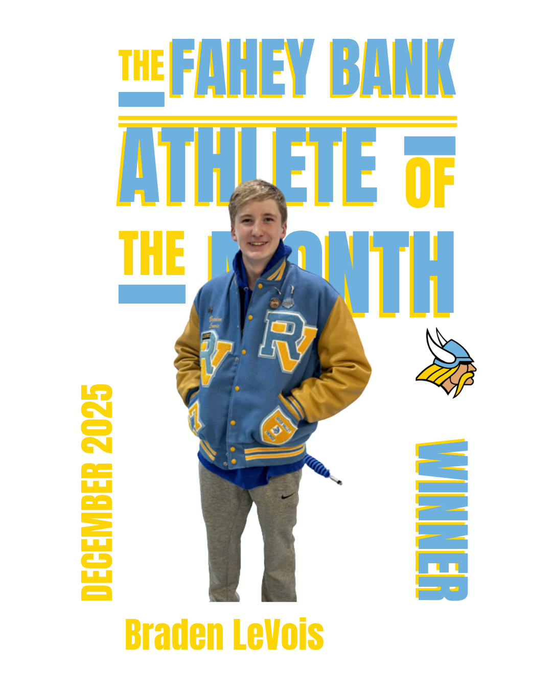 Braden LeVois December 2025 Fahey Bank Athlete of the Month