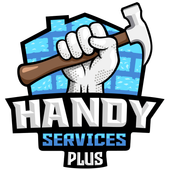 A logo for Handy Services Plus with a fist holding a hammer.